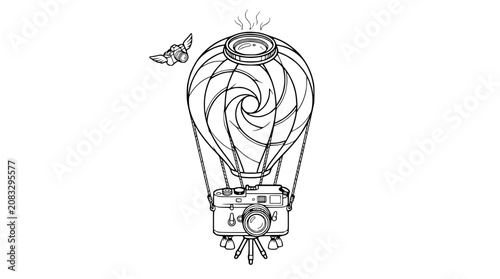 Steampunk Camera Hot Air Balloon Flying
