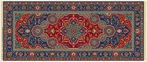 Ornate Traditional Persian Rug with Floral Medallion Pattern