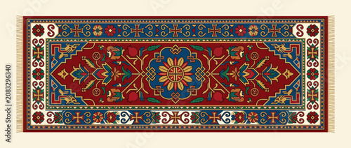 Traditional Ornamental Armenian Carpet Pattern Illustration