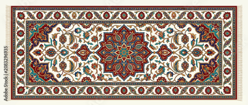 Elegant Persian Oriental Rug Pattern with Floral Medallion