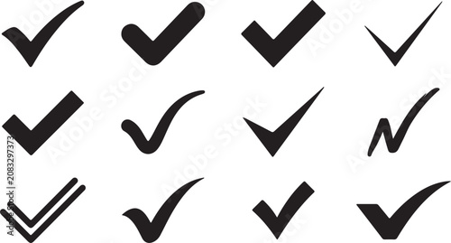 Obraz na płótnie Diverse check mark icon set vector graphics for success approval and completion