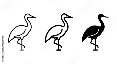 Bild auf Leinwand Elegant Crane Icons, Minimalist Bird Silhouettes, Vector Art for Nature and Wild