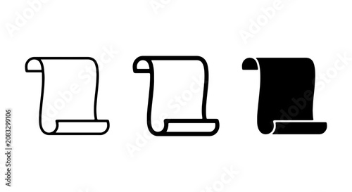 Scroll Icons Set, Ancient Parchment Document Vector Graphics, Historical Scroll Templates
