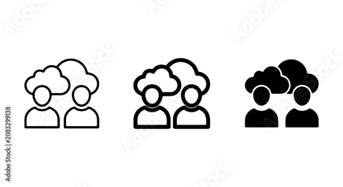 Teamwork Collaboration Icons, Group Idea Generation, People Thinking Together Vector Set
