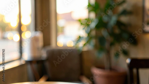 Cafe interior soft dreamy out of focus a warm cafe shade