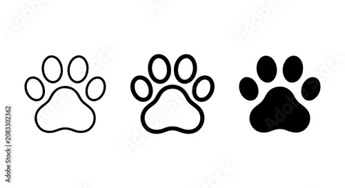 Photography Minimalist animal paw print icons, black dog or cat footprint vector set, pet sh