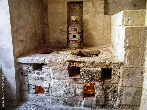 Large stone oven in the cellar in Inquisitors Palace in historical part of Vittoriosa Birgu city in the Malta.