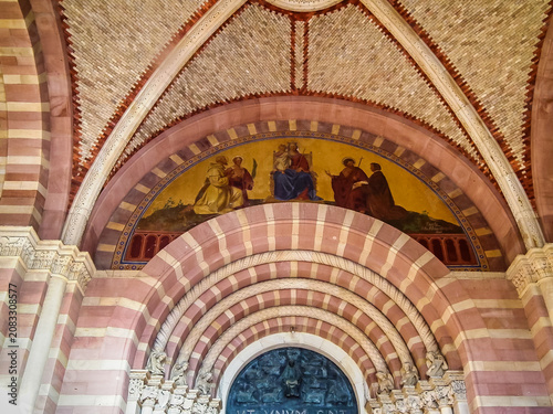 Mosaic icon above the main entrance to Speyerer Dom in Speyer in Germany