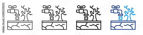 Photos Water Crisis Icon Different Style Outline Collection Set.