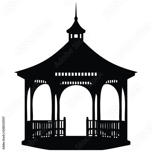 фотографія Silhouette of a gazebo with ornate details, architecture illustration vector