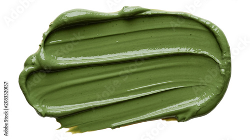 Swirl of green cosmetic clay mask texture with glossy highlights