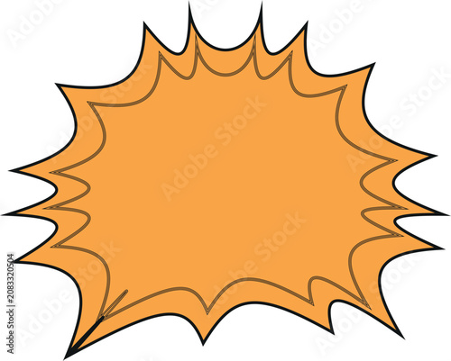 A bright orange star-shaped comic book speech bubble. This vector graphic provides a vibrant and energetic way to present text perfect for cartoons comics and creative advertising materials.