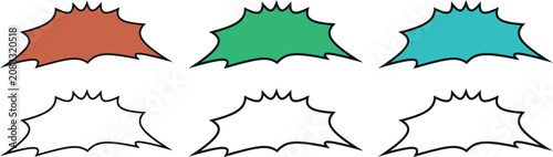 A set of six comic book style speech bubbles featuring various colors and outlined versions. This vector collection is perfect for adding character and dialogue to comics cartoons and fun graphic