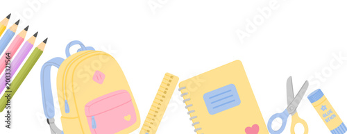 Quadro su tela Colorful School Supplies for Creative Learning