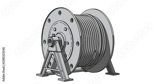 Tableau sur toile Large metal industrial cable spool stand.