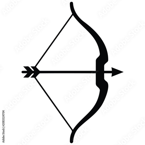 Bow and arrow vector illustration silhouette isolated on white background creative design.