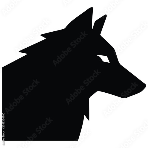 Wolf head profile silhouette vector illustration for mascot logo and wildlife design art.