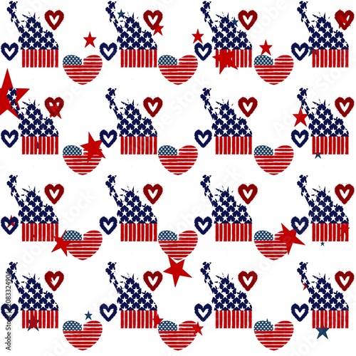 Foto American fabric -inspired pattern creatively formed in the shape of the American flag