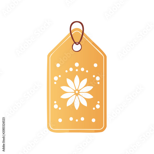 Orange flower gift tag with white flower design
