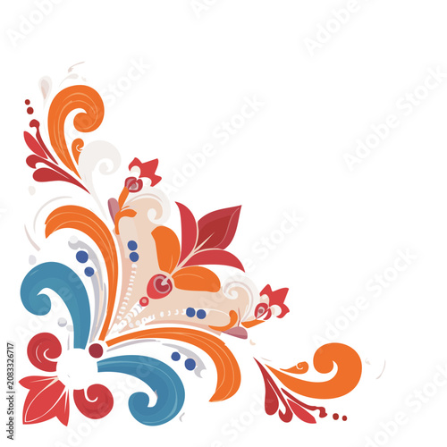 Colorful floral corner ornament vector design