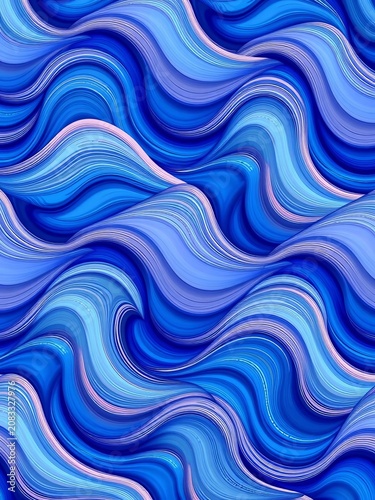 Seamless vector wave pattern with soft blue hues, waves, ||blue