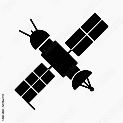 Black silhouette of a satellite in space  