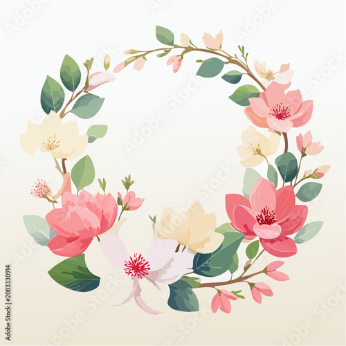 Colorful floral wreath vector illustration