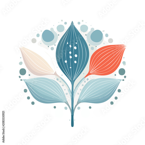 Colorful stylized leaves and petals vector illustration