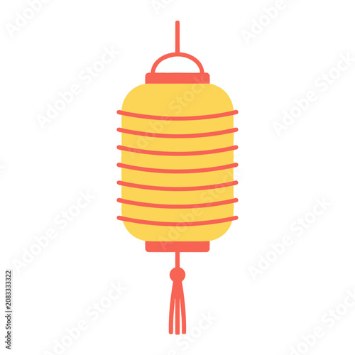 Yellow and red lantern with tassel