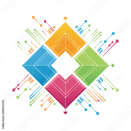 Abstract Geometric Shapes with Arrows and Lines