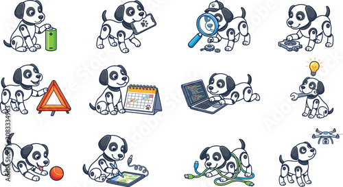 Colorful business and teamwork icons set