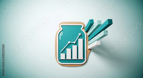 Wealth Accumulation Concept Concept With Retirement Savings Jar Combined With Bar Graph