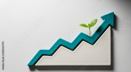 Investment Strategy Concept With Growth Sprout Surrounded By Upward Trend Line