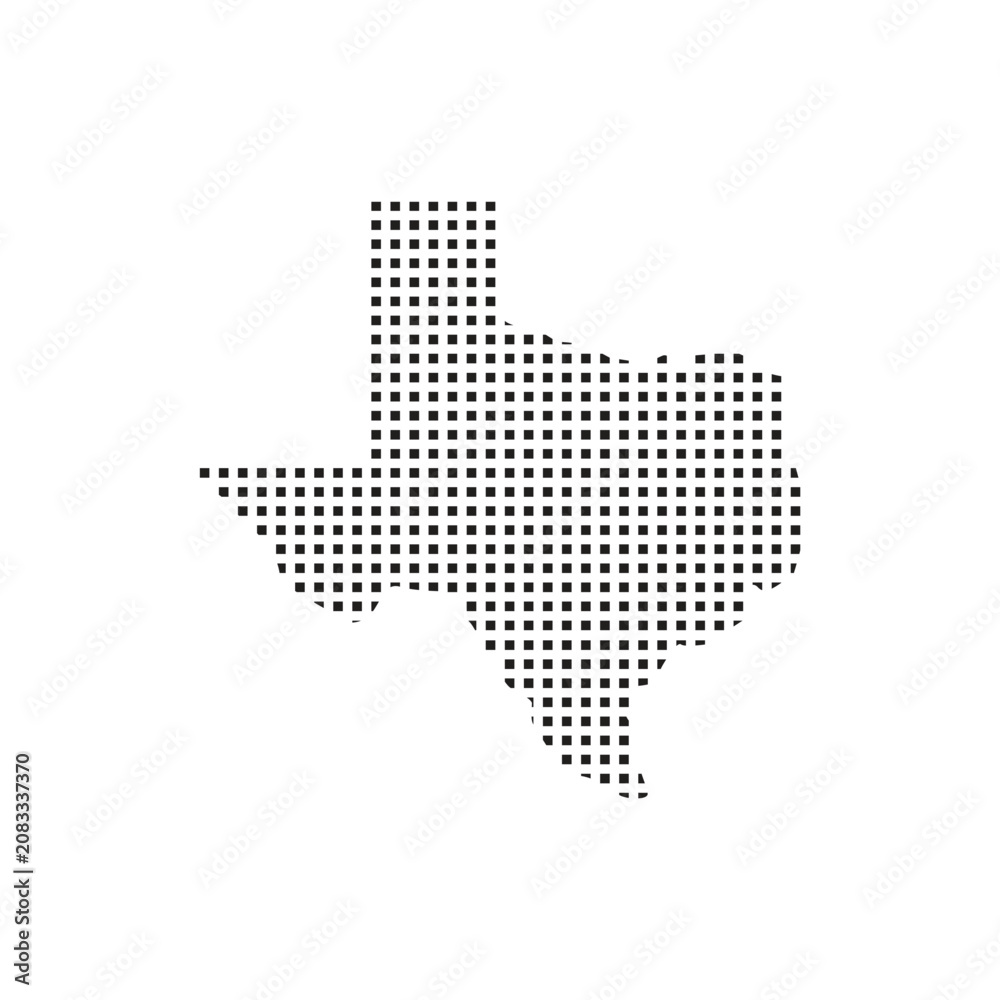 Fototapeta premium Texas State Map Halftone Dot Pattern on White Background