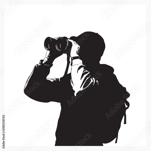 man with binoculars