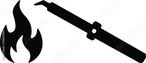 Canvastavla Black silhouette of blowtorch with flame for industrial or DIY use