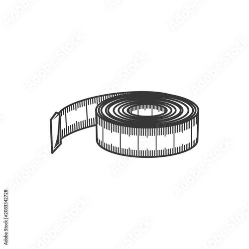 Fotografie Tailor measuring tapemeter or centimeter isolated monochrome icon