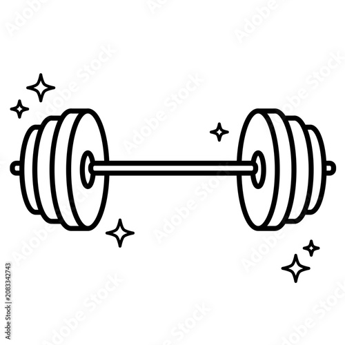 Outline illustration dumbbell with sparkles