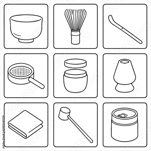 Kitchen Utensil Line Icons Set, Cooking Tools Illustration