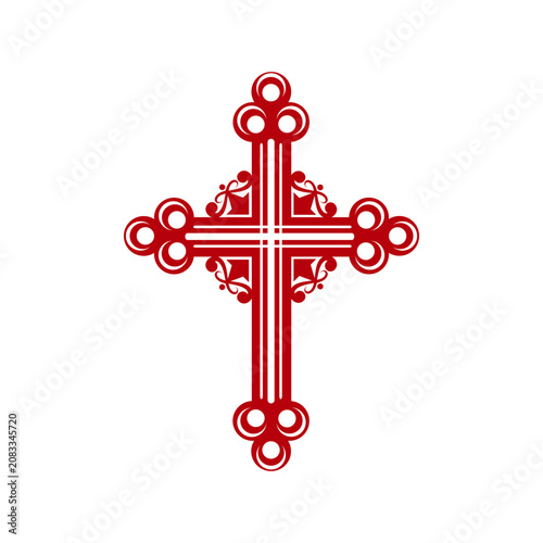 Schilderij op canvas Christian crucifixes of catholic religion isolated red cross