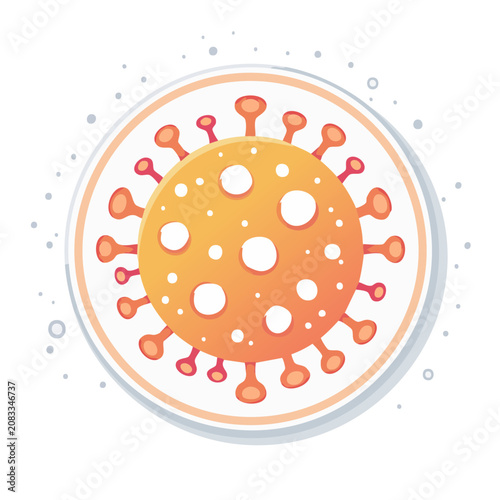 Flat illustration of coronavirus with spike proteins