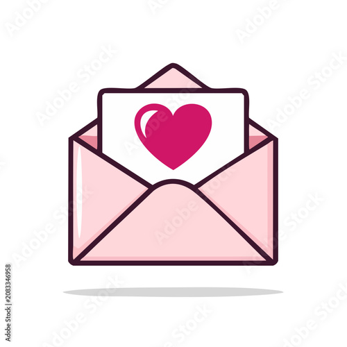 Pink envelope with heart icon vector illustration