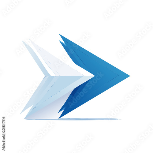 Blue origami paper airplane vector illustration