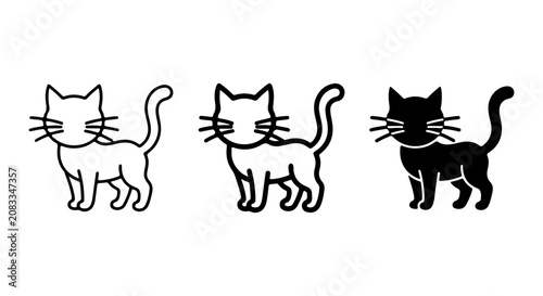 Cute Cat Icons, Simple Vector Silhouettes, Playful Feline Art, Pet Graphics Set