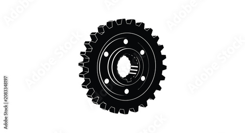 Tableau sur toile Black Silhouette Of A Sprocket With Teeth On White Background