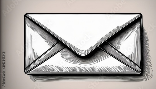 single continuous line drawing of an envelope symbolizing communication mail and messaging in a minimalist hand drawn doodle style with a flowing uninterrupted black line