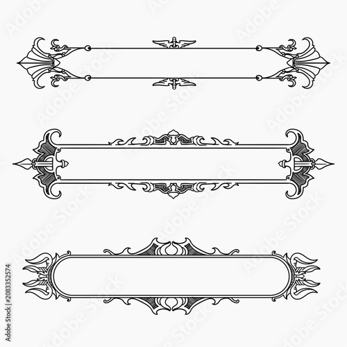 Ornate Decorative Classic Frame and Border Banners Set
