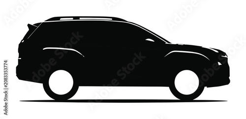 Fotografie Car silhouette icon set with sedan hatchback convertible SUV wagon minivan pickup truck automobile vector collection