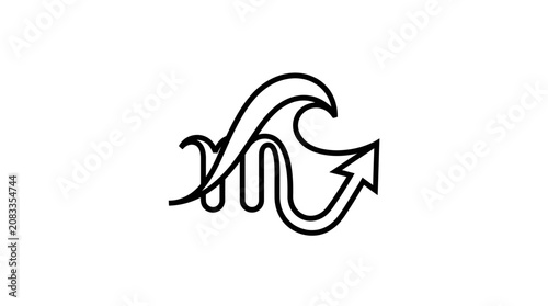 Abstract Line Art Wave and Arrow