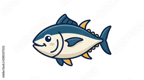 Canvas Print Cartoon blue fish with smile.